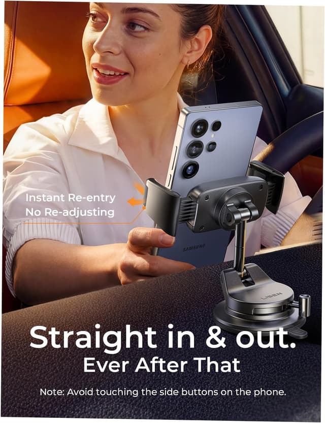 Detalle 2 de LISEN Suction Phone Mount (Auto-Adjusting, One-Touch Vacuum Holder) for Car Dash