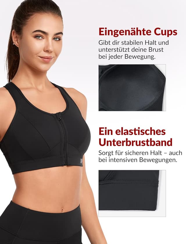 Detalle de Yvette Sport BH „Starker Halt“ mit Mesh-Rücken und Vorderverschluss (Große Größe)