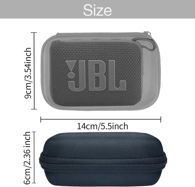 Detalle 2 de Schutztasche Hülle für JBL GO 4 / GO 3 Bluetooth-Lautsprecher (EVA, stoßfest & wasserabweisend) – Schwarz