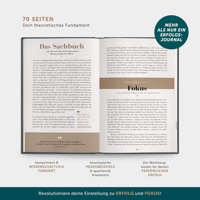 Detalle de Diario di successo di 6 minuti (A5) – agenda giornaliera non datata per motivazione, auto-riflessione e obiettivi