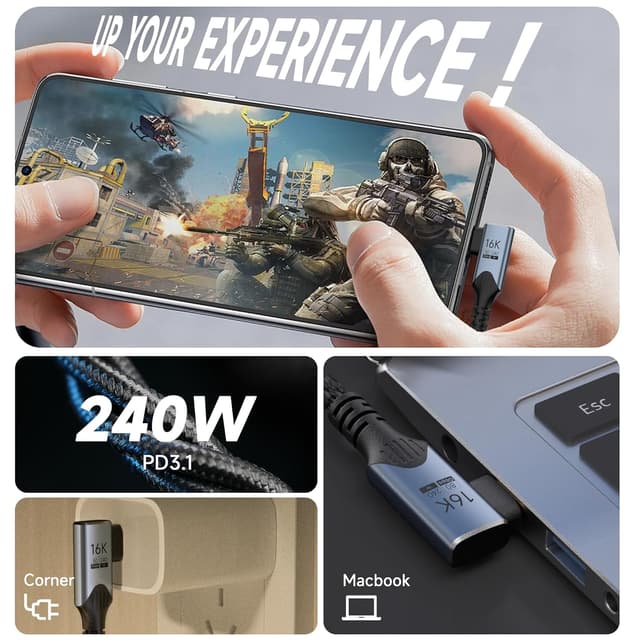 Detalle 2 de BAWIOFIAU USB-C Thunderbolt 5 Kabel 3 m