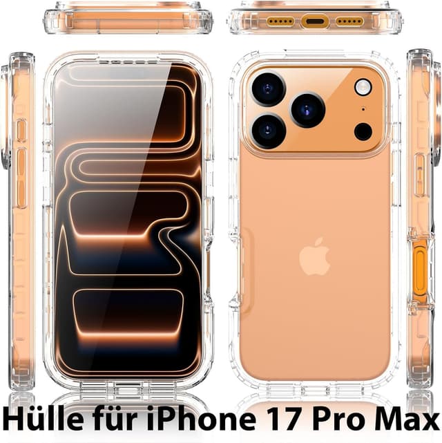 Detalle de Leedia Coque compatible iPhone 17 Pro Max 6,9" avec protection 360° et film écran intégré (transparent)