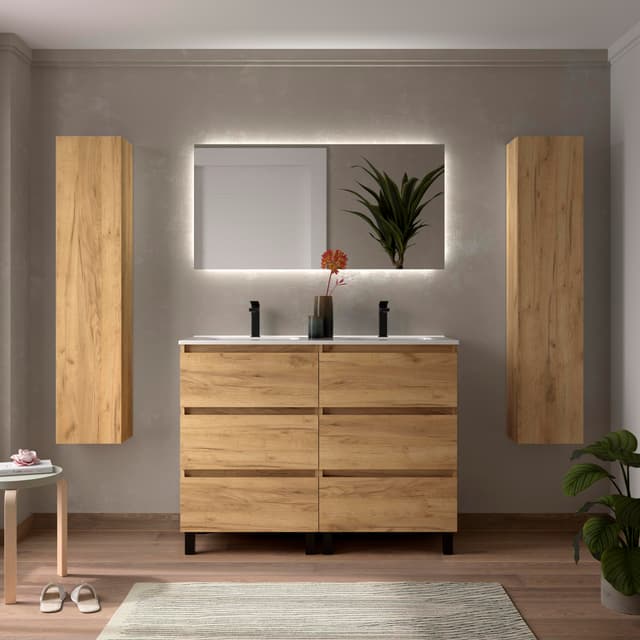 Detalle 2 de Salgar Bequia — mueble de baño 3C 6 cajones con lavabo de 2 pozas