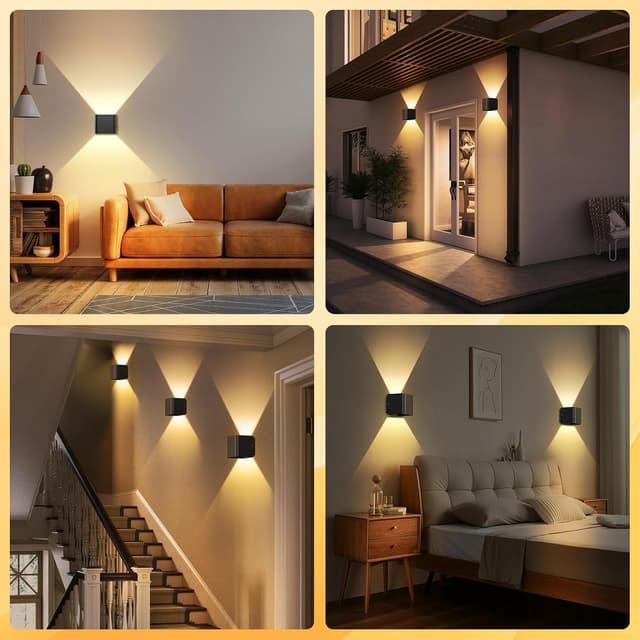 Detalle 2 de GEARLITE aufladbare LED-Wandleuchte für innen & außen mit Bewegungsmelder (2er-Set), IPX4, 3000K, schwarz