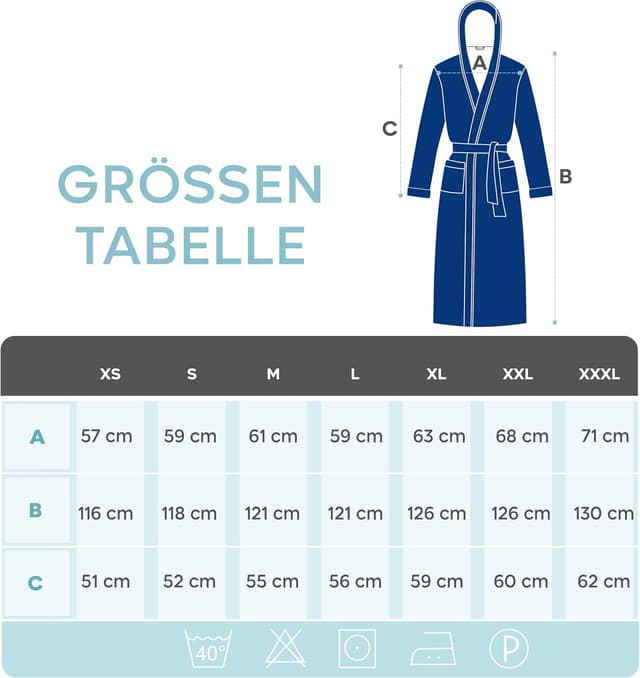 Detalle de Twinzen Herren-Bademantel aus 100% Baumwolle mit Kapuze, Gürtel und 2 Taschen (OEKO‑TEX®, 350 g/m²)