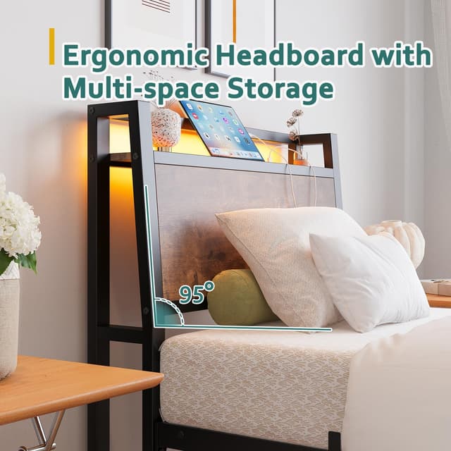 Detalle de JELUTE 3ft single bed frame with charging