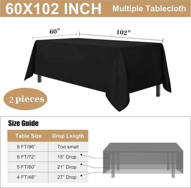 Thumbnail 6 de Sancua 2-Pack Tablecloth, 60x102 Inch ⚙