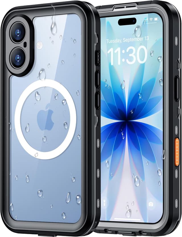 Detalle de Red2Fire Waterproof iPhone 17 Case (IP68) with Built-In Screen & Camera Protection + MagSafe Compatibility