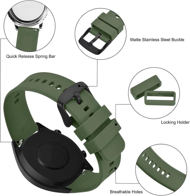 Detalle 2 de BISONSTRAP Silikon-Uhrenarmband mit Schnellverschluss (18–22 mm) für Herren & Damen