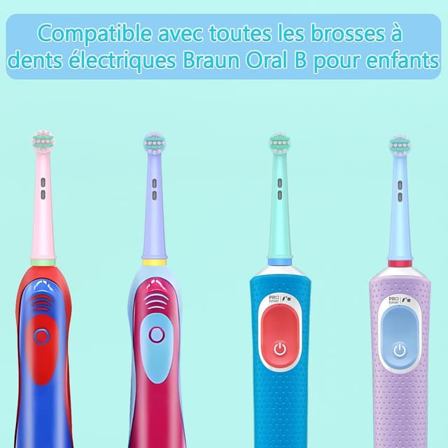 Detalle 2 de Sulkiwe Brossette de rechange compatibles Oral-B Enfant (Pro Kids / Pro Junior) – 16 têtes à poils souples