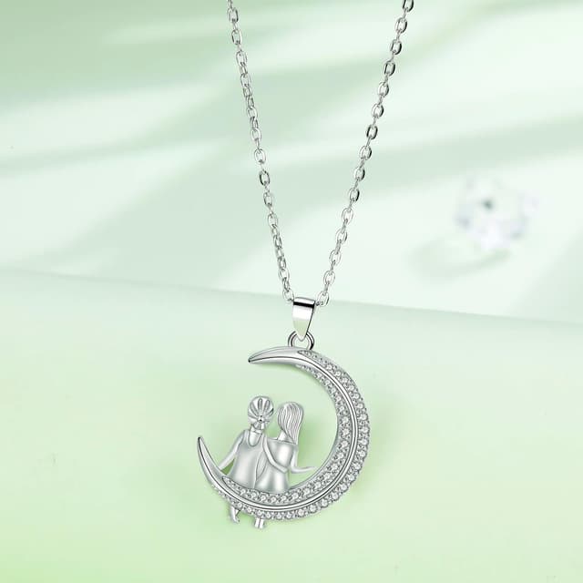 Detalle 2 de Hifeeled Halskette Sterling Silber 925 mit Mondanhänger (Zirkonia) – Geschenkidee für Schwester, Freundin, Mutter