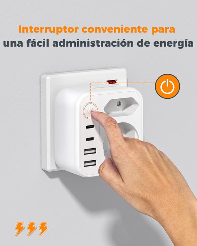 Detalle 2 de TESSAN Adaptador Enchufe UK con 2 USB C 3250W