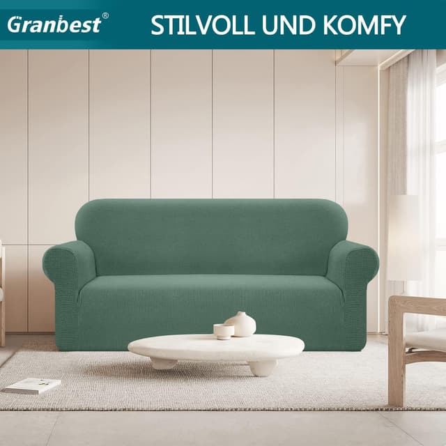 Detalle de Granbest Copridivano elasticizzato impermeabile in spandex con gommapiuma antiscivolo (3 posti, salvia)