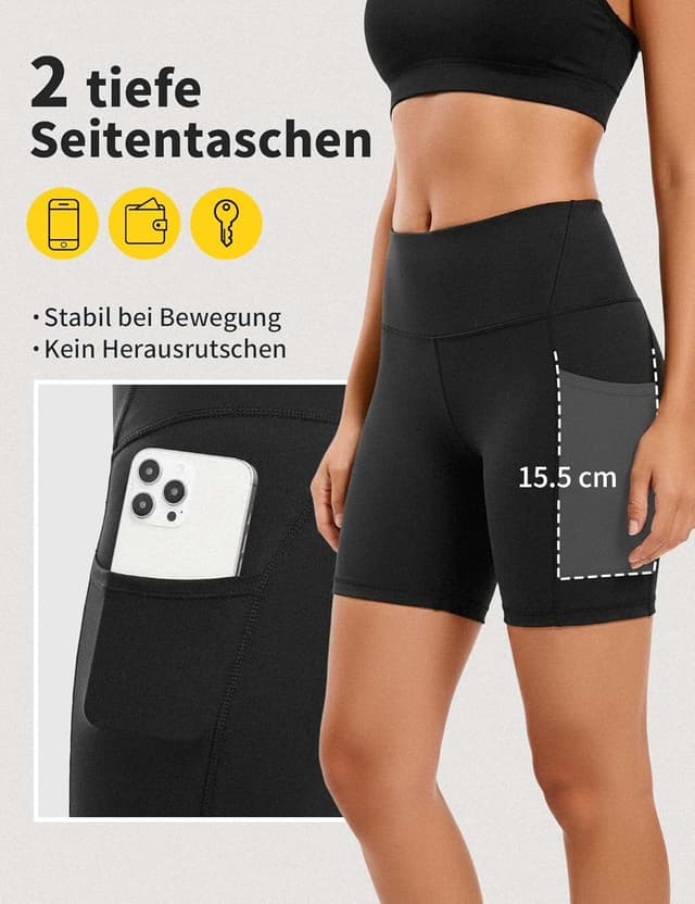 Detalle de CAMBIVO Sport Leggings für Damen (High Waist) mit Handytasche – blickdicht für Sport & Freizeit