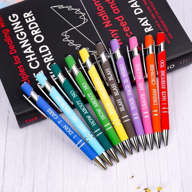 Detalle de AUAUY Quotes Pens 10-Pack Ballpoint Pens with Stylus Tip (Black Ink)