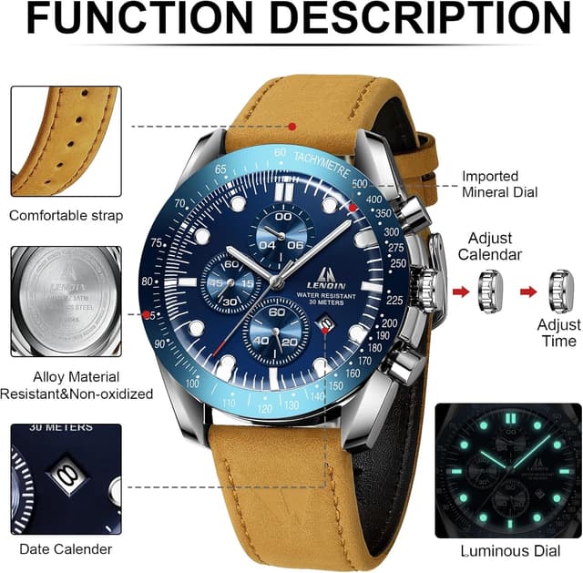 Thumbnail 5 de LN LENQIN Orologio Uomo Analogico 30M