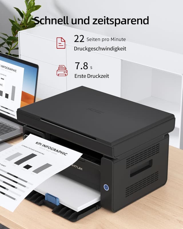 Detalle 2 de PANTUM M6500NW Laserdrucker Multifunktionsgerät (WLAN, Scanner & Kopierer) für A4 bis 22 Seiten/Min in Schwarzweiß