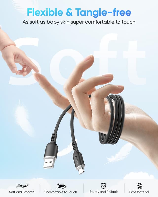 Detalle 2 de SUNGUY USB-A auf USB-C Kabel 3 m (3 A), Silikonkabel für Carplay & Android Auto