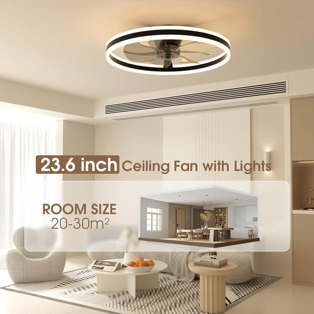 Thumbnail 6 de NIORSUN 60cm Smart LED Ceiling Fan with Lights and Remote (6 Speeds, Dimmable 3000K–6500K) — Black
