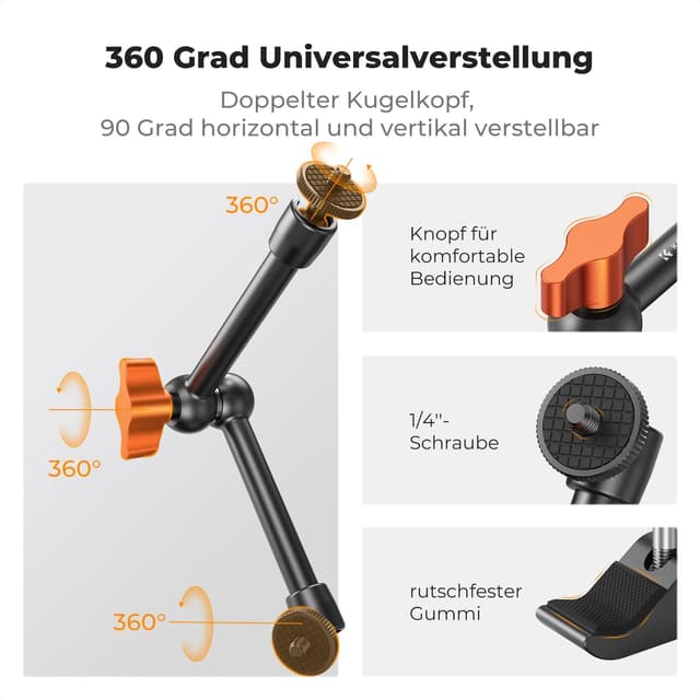 Detalle de K&F Concept 9,8 Zoll Magic Arm Kamerahalterung