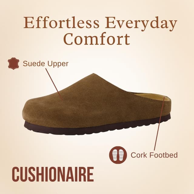Thumbnail 4 de CUSHIONAIRE Lute Genuine Suede Leather Clogs for Women 👡