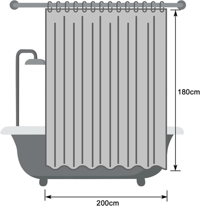 Thumbnail 6 de EurCross Duschvorhang 200x180 cm sandfarben, wasserdicht & anti-Schimmel – mit 14 Ringen