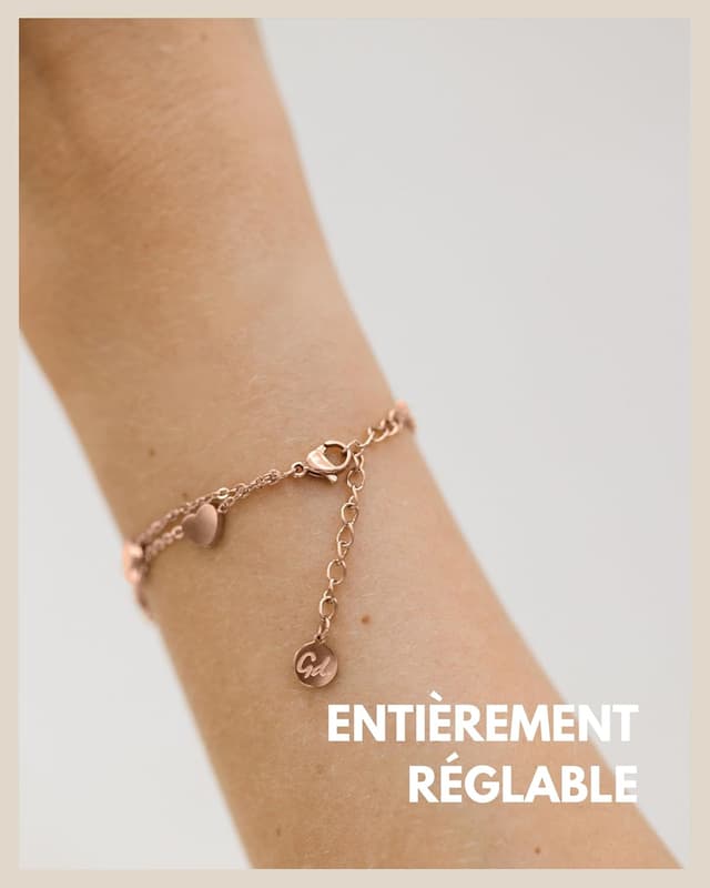 Detalle de GD GOOD.designs EST. 2015 Bracelet Cœur pour femme en acier 316L, réglable (15 à 19 cm)