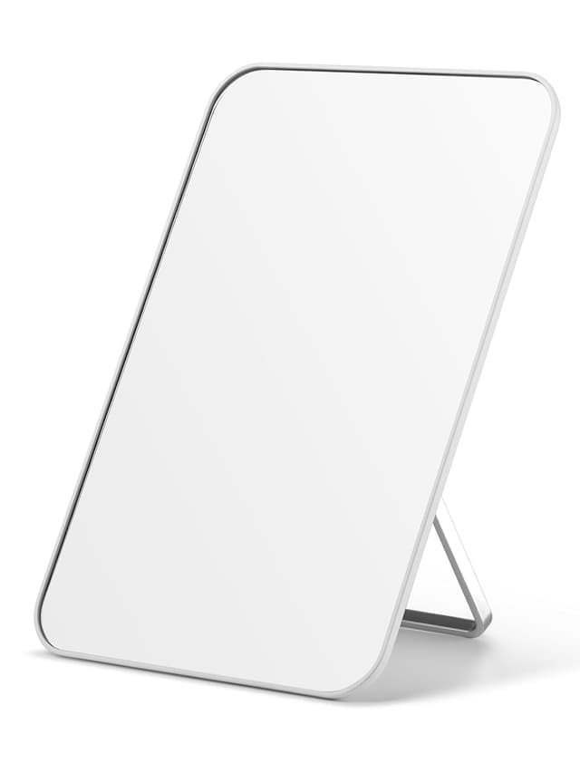Detalle de OMIRO Desk Makeup Mirror (8 x 5 inches) with Foldable Stand, Hanging Hole, Portable Table Mirror in White