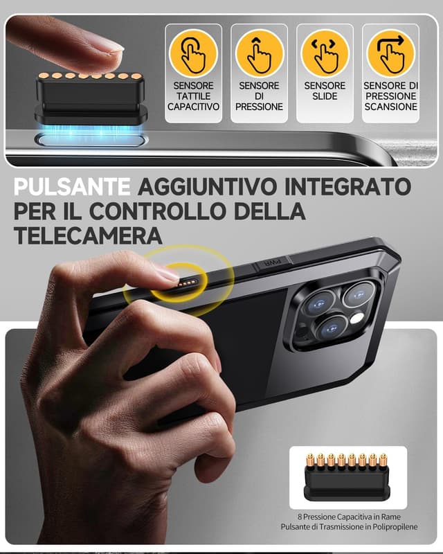 Detalle de Focusor Cover per iPhone 16 Pro Antiurto Rugged full body con protezione schermo 360° e accesso completo alle funzioni – Nero