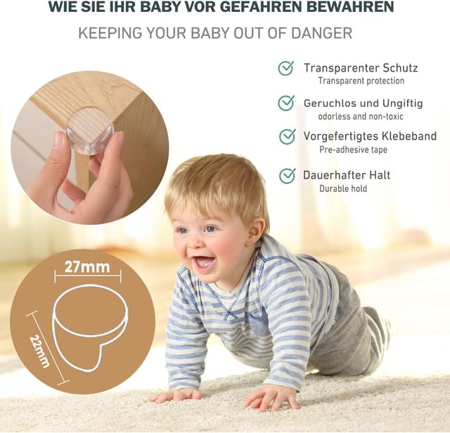 Detalle 2 de FUHOMI 24 Pezzi paraspigoli per bambini angolari in gomma trasparenti