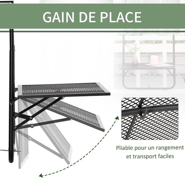 Thumbnail 4 de Outsunny Table de Balcon Suspendue