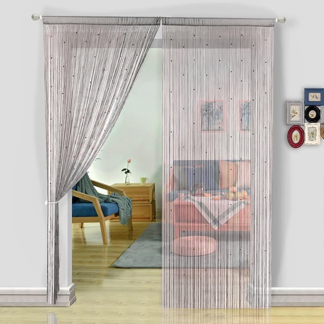Thumbnail 6 de HSYLYM String Curtains for Doors & Beads Decoration (200x200cm, White)