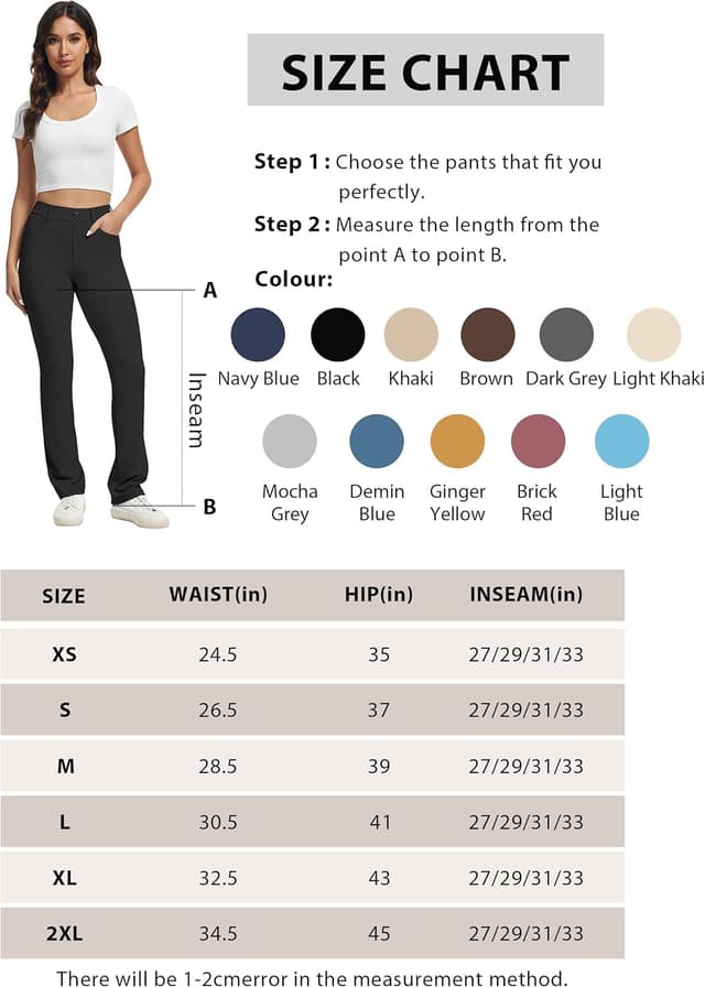 Detalle 2 de VIMPEP Women’s Stretchy Yoga Dress Pants 1202 High-Rise Straight Leg with Pockets (Petite/Regular)