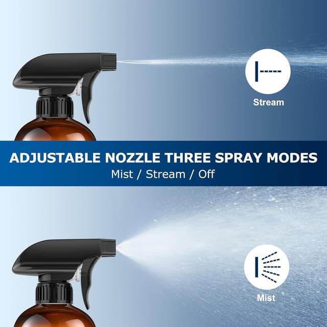 Detalle de Veco 10oz 360° Spray Bottle with Adjustable Nozzle (3-Pack) in Brown