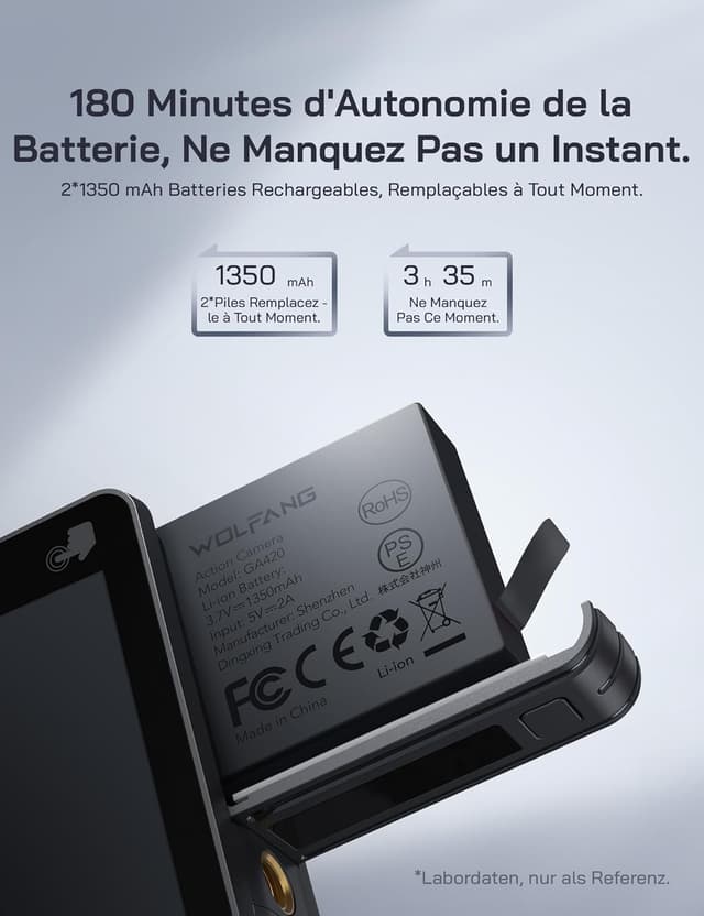 Thumbnail 6 de WOLFANG 4K 60FPS GA400 – Caméra sport étanche 20 MP WiFi, grand angle 170° avec EIS
