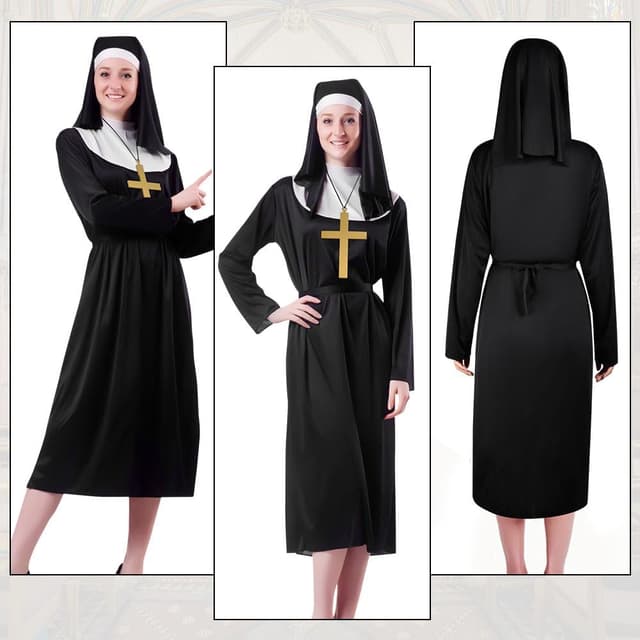 Thumbnail 6 de Aomig Nonnen Kostüm Damen 4‑teilig 🎭