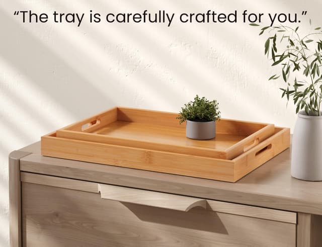 Thumbnail 3 de Fibogollo Bamboo Serving Tray Set 2 with Handles