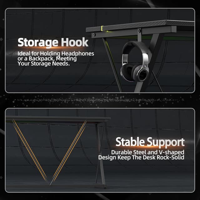 Detalle 1 de BEXEVUE Gaming Desk with LED Strip 120x50