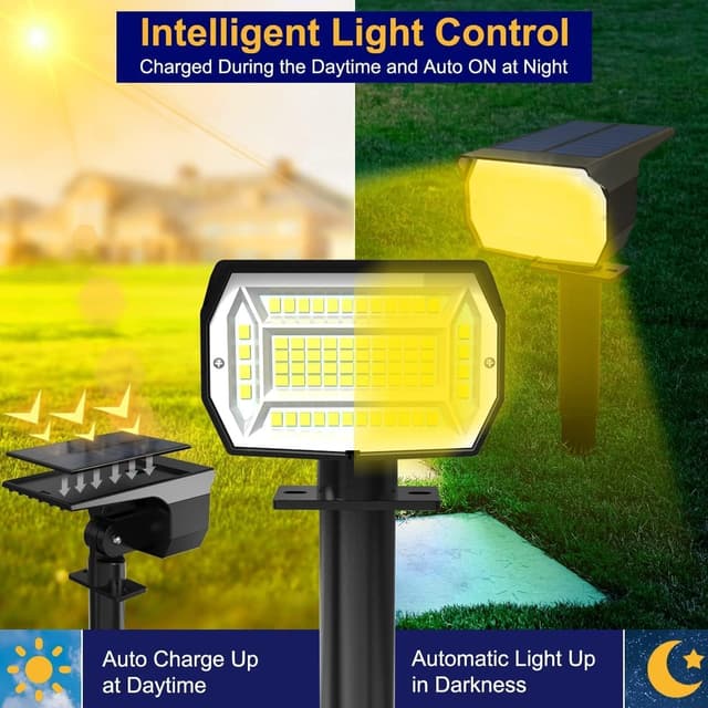 Detalle de LOTMOS 4 Pack Solar Spot Lights, 72 LED