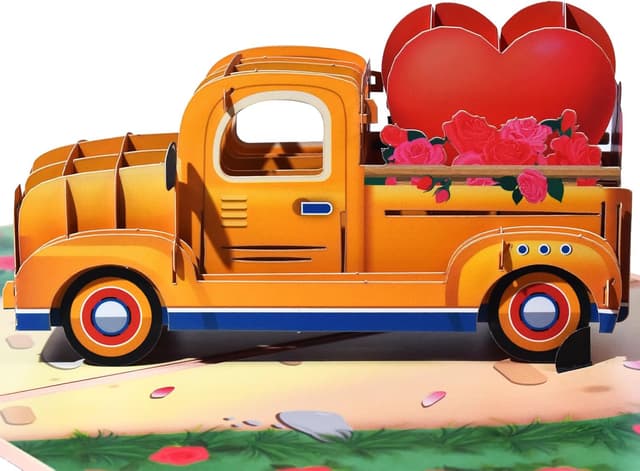 Detalle de Auto montierte Herzen Pop Up Grußkarte mit leerer Notizkarte