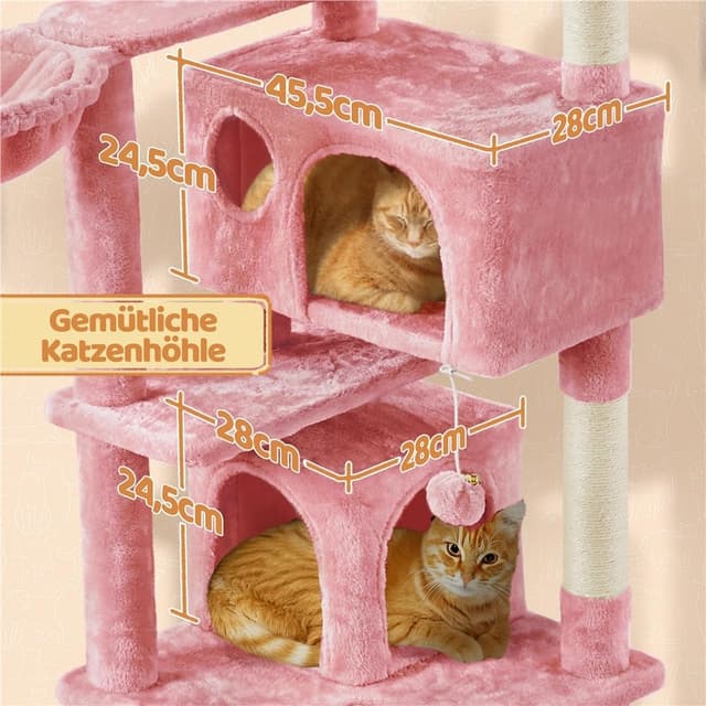 Detalle 2 de Yaheetech Kratzbaum 145 cm mit 2 Höhlen