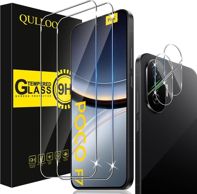 Detalle de QULLOO Schutzfolie für Xiaomi Poco F7: 2x Displayschutz + 2x Kameraschutz aus 9H-Glas
