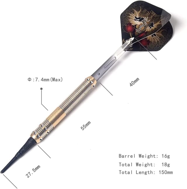 Detalle de CUESOUL Dragon Series : ensemble de fléchettes à pointe souple 16 g avec étui Luxe