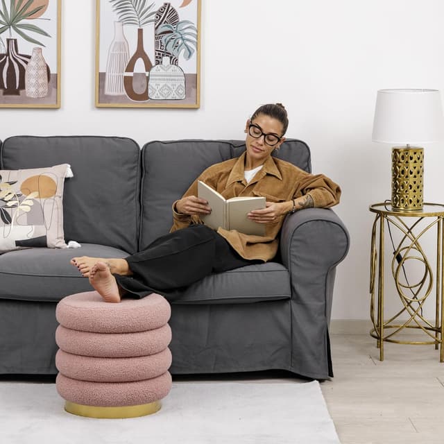 Detalle 2 de Pouf poggiapiedi Baroni Home rosa 41x38x38 cm