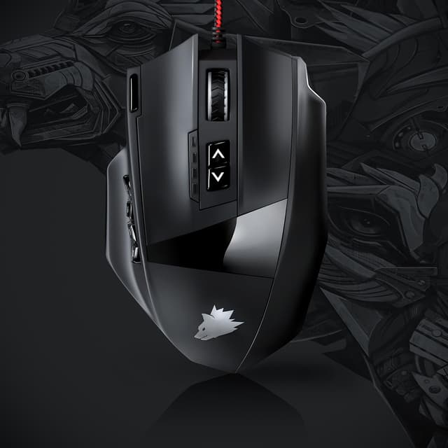 Detalle de Titanwolf Gauntlet Wired Gaming Mouse (USB) mit bis zu 16.400 DPI, 18 Tasten und konfigurierbarer LED-Beleuchtung