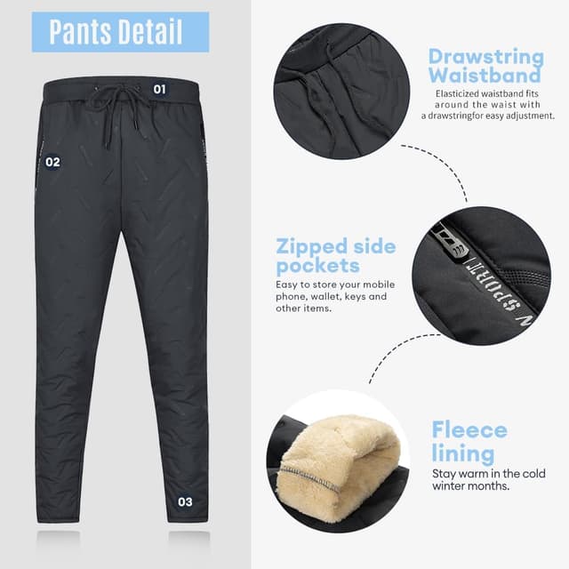 Detalle 2 de Wirltte Mens Fleece Joggers Bottoms