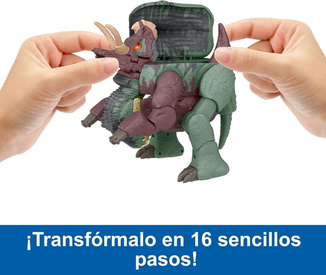 Detalle 2 de Mattel Jurassic World Fierce Changers Giganotosaurus & Nasutoceratops 🦖