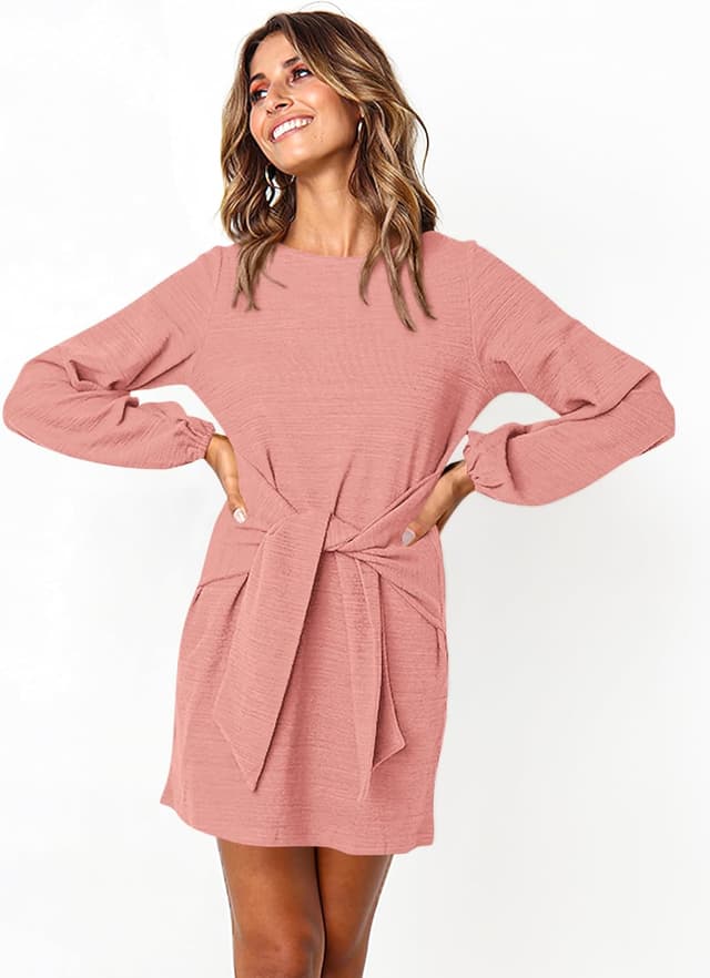 Detalle 2 de PRETTYGARDEN Long Lantern Sleeve Knit Dress