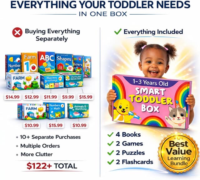 Detalle de TOYVENTIVE Smart Toddler Box: books, flash cards, and puzzles for ages 1+ to 3+