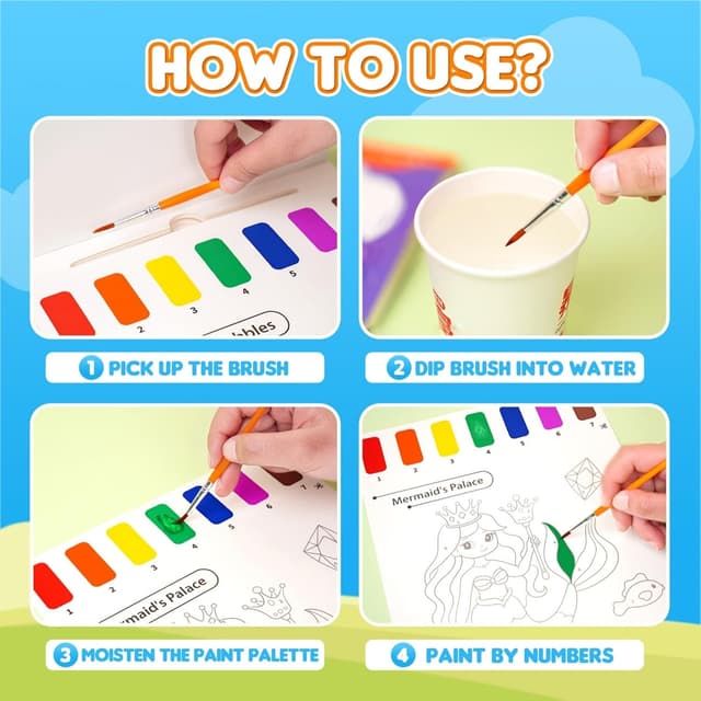 Detalle 2 de YPLUS Paint with Water Books for Toddlers (Ages 1–3, 2–4 Years) – 3 Themes, Brush Pen Included